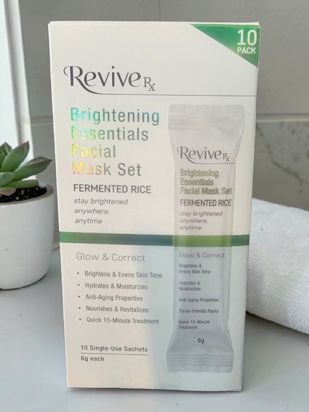 Revive Rx Brightening Essentials Facial Mask Set 10 Pack Face Masks - Picture 4 of 8
